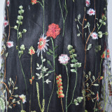 Women Sexy Deep V Sleeveless Embroidered Backless Maxi Dress