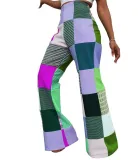 Women Casual Printed Plaid Casual Pants
