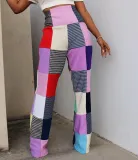 Women Casual Printed Plaid Casual Pants