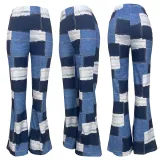 Women Casual Printed Plaid Casual Pants