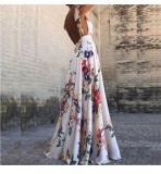 Women Backless Printed Sleeveless Long Dress