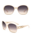Women Oval Oversized Frame Sunglasses Metal Heart Sunglasses
