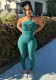 Women Letter Print Stretch Sexy Jumpsuit