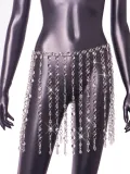 Women Summer Hollow Gemstone Tassel Skirt