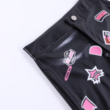 Damen Sommer Sexy Short Beschriftete Mini Pu Leder Shorts