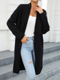 Winter Plus Size Long Cardigan Pocket Chic Fringe Sweater Coat