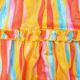 Ladies Fashion Striped Print Strapless Top Long Skirt Two-Piece Set