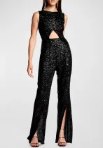 Women Autumn Sexy Sequined Sleeveless Jumpsuit