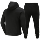 Men's Casual Printed Hoodies and Sweatpants Two-piece Set