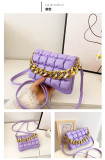 Women Fashion Trend Pleated Checkered Crossbody Shoulder Small Square Bag