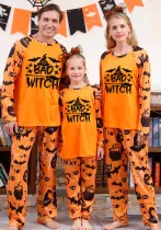 Halloween Home Clothes Family Long Sleeve Printed Top and Pant Pajama Two-piece Set
