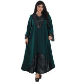 Women arab muslim sequin v neck robe