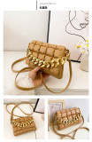 Women Fashion Trend Pleated Checkered Crossbody Shoulder Small Square Bag