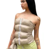 Women's Autumn And Winter Street Versatile Strapless Zipper Ladies Pad Vest