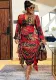 Sexy Printed Ruffled Balloon Sleeve Slim Long Sleeve Bodycon Dress