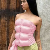 Women's Autumn And Winter Street Versatile Strapless Zipper Ladies Pad Vest