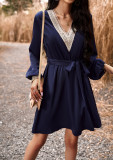 Dress Autumn And Winter Chic Elegant V Neck Long Sleeve Dress