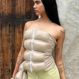 Women's Autumn And Winter Street Versatile Strapless Zipper Ladies Pad Vest