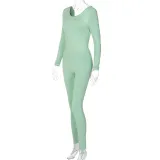 Women's Low Back Solid Color Long Sleeve Jumpsuit Fall Slim Sports Basic Overall Pants
