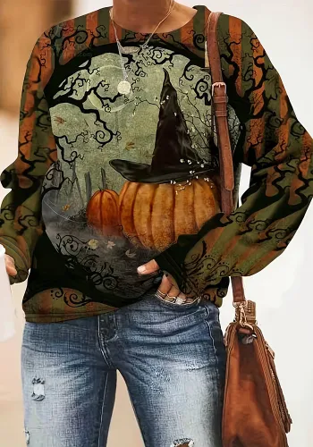 Casual Halloween Print Hoodies For Women