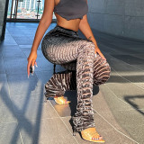 Pantalones ajustados transparentes sexys de cintura alta Pantalones versátiles de moda de otoño