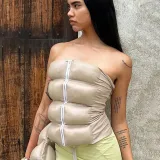 Women's Autumn And Winter Street Versatile Strapless Zipper Ladies Pad Vest