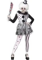 Halloween black and white clown princess dress circus trainer clown costume