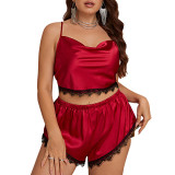 Plus Size Women suspenders and shorts home clothes two-piece set
