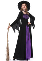 Halloween heksenkostuum paarse heksenjurk cosplay kostuum