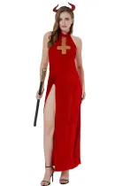 Halloween Sleeping Demon Stage Cos Costume Curse Dark Witch Red Queen Performance Costume Two-piece Set