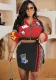 Women Printed Long Sleeve Jacket and Button Skirt Two-Piece Set