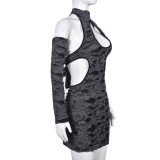 Women Fall Ripped Lace-Up Halloween Bodycon Sexy Dress