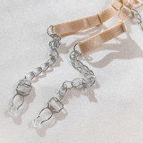 Conjunto de ropa interior sexy bordado con cadena de metal para mujer