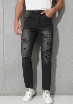 Stretch-gescheurde denimbroek voor heren