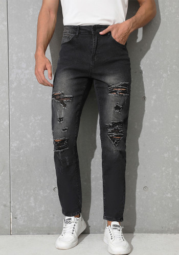 Men's Stretch Ripped Denim Pants