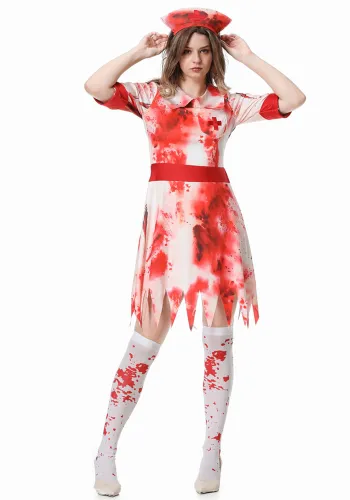 Halloween cosplay costume Mary nurse costume adult horror bloody zombie zombie costume doctor costume cos party