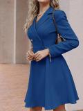 Women Solid Double Breasted Long Sleeve Dress Jacket