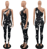 Women's Fashion Casual Beveled Paint Print Sexy Jumpsuit