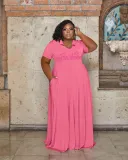 Casual Fashion Turndown Collar Solid Color Women's Plus Size Dress