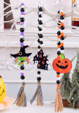 Halloween Wooden Bead Pendant Creative Witch Castle Pendant Halloween Party Decorations