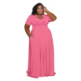 Casual Fashion Turndown Collar Solid Color Women's Plus Size Dress