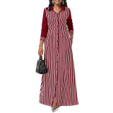 Women's Casual Shirt Outerwear Women's Striped Long Sleeve Shirt Dress