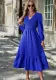Women's Autumn And Winter V-Neck Solid Color Dress