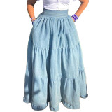 Spring Women's Mid-Rise Loose Long Skirt