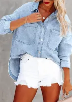 Autumn Women's Denim Jacket Washed Light Color Loose Shirt