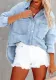 Autumn Women's Denim Jacket Washed Light Color Loose Shirt