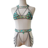 Summer Bra Chain Green Acrylic Sexy Accessories Bra Belt Suit Body Chain Jewelry