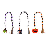 Halloween Wooden Bead Pendant Creative Witch Castle Pendant Halloween Party Decorations