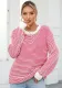 Autumn And Winter Women's Color-Blocked Round Neck Pullover Sweater Striped Knitting Top