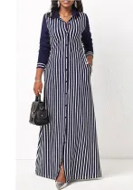 Women's Casual Shirt Outerwear Women's Striped Long Sleeve Shirt Dress